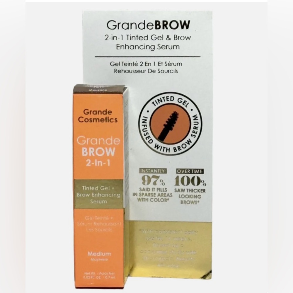 🔵2 for$20 Grande Cosmetics: mini 2 in 1 brow tinted gel and serum(Medium shade)
